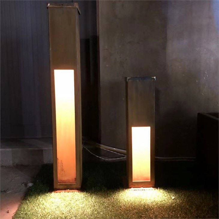 Corten Steel Light Box Bollard Light Outdoor Motion Light Box