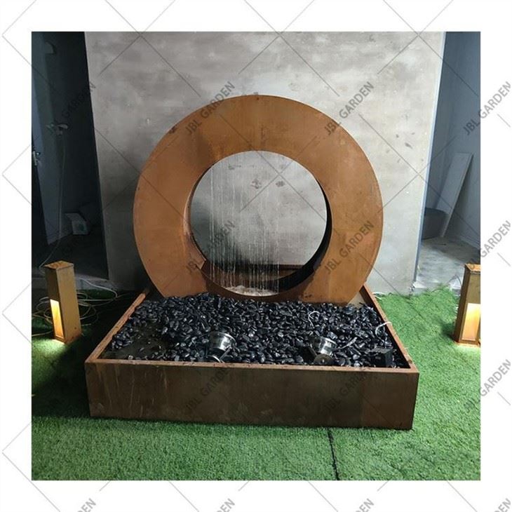 Garden Decorated With Corten Steel Garden Waterfalls