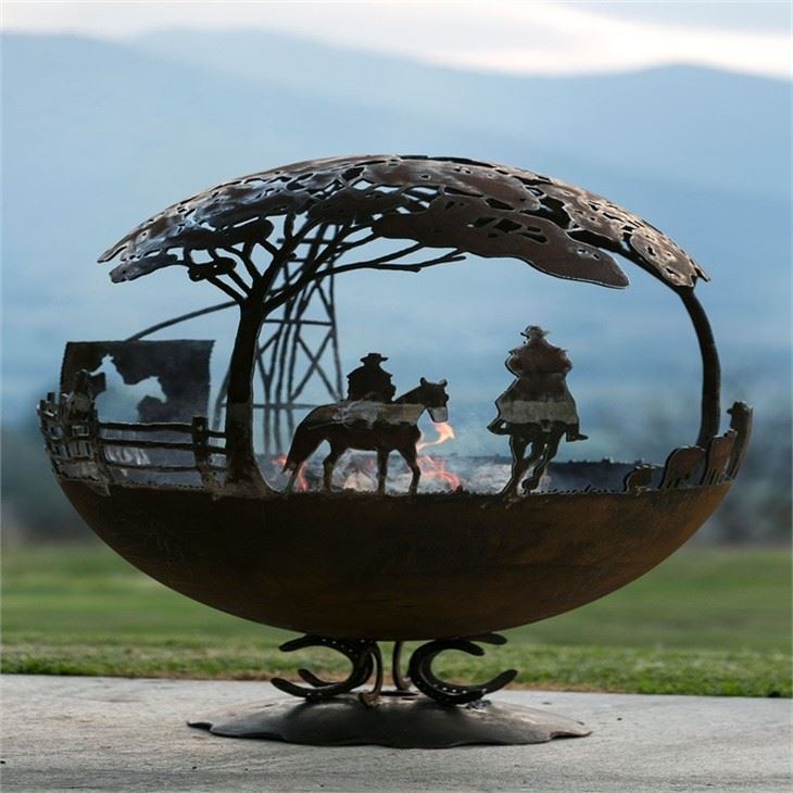 Rust Steel Round Fire Ball