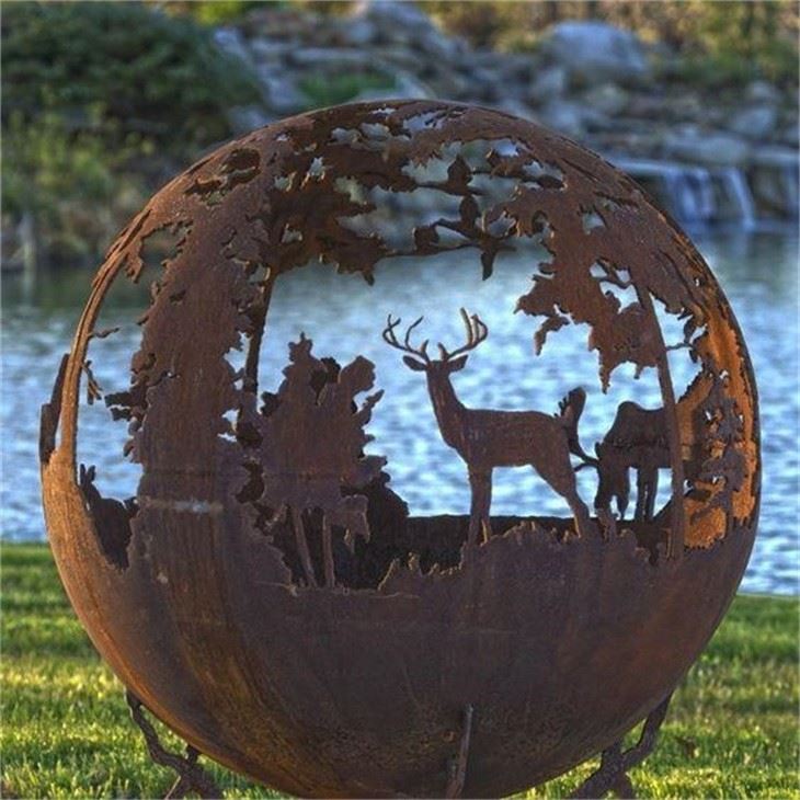Rust Steel Round Fire Ball