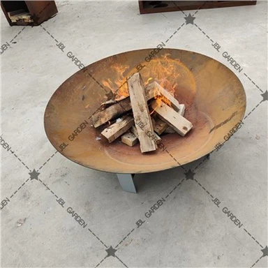 Mangkuk Api Baja Corten Karat Dengan Penyangga