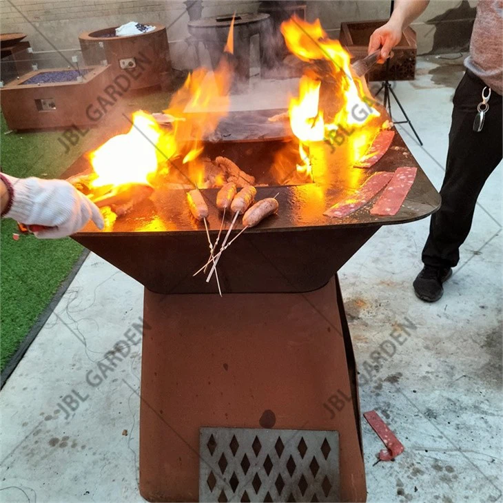 Corten Steel Fire Pit Bbq Grill
