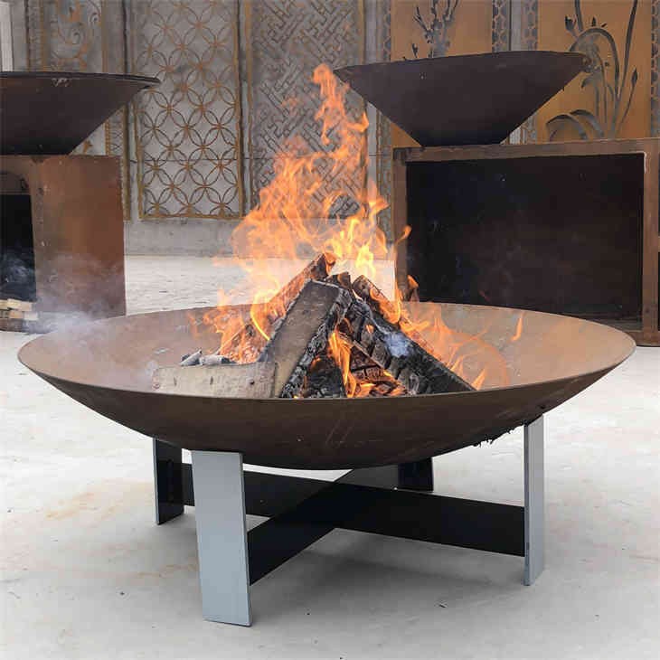 Corten Steel Fire Pit Fire Bowl With Legs factory