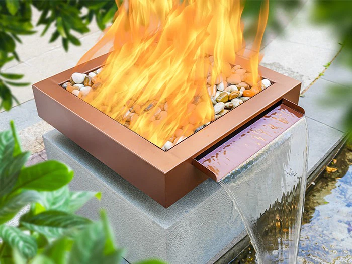 Corten Steel Water Fountain Gas Fire Pits