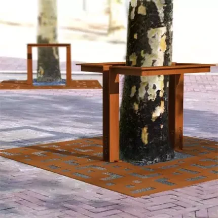 Rusted Corten Steel Tree Grating