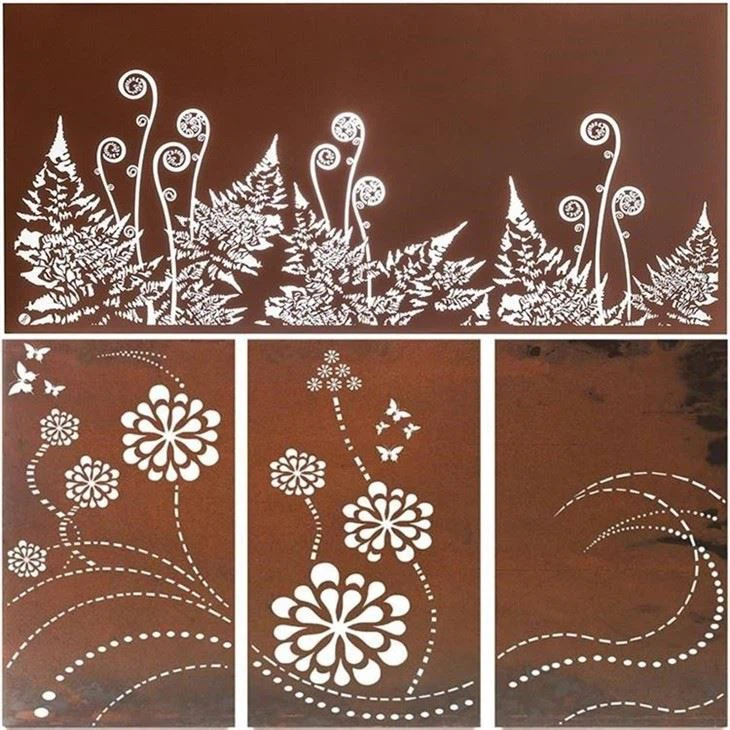 Rusty Flowers Privacy Screen